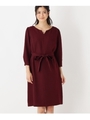 2WAYキーネックアクセサリー付きドレス/ボルドー(064)