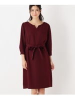 2WAYキーネックアクセサリー付きドレス/ボルドー(064)