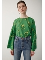 FLORAL FLARE SLEEVE ブラウス/柄GRN5