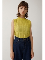 LACE HI NECK トップス/YEL