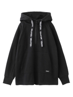 LOGO TAPE HOODED TOP/ブラック