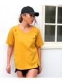 LatinaダメージVネックTシャツ/マスタード(044)