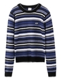 MULTI STRIPE CREWNECK KNIT TOP/ブラック
