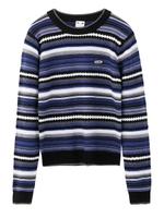 MULTI STRIPE CREWNECK KNIT TOP/ブラック