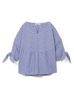 RIBBON SLEEVE TOP/ブルー