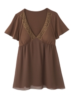 SALON by PJ/ソフトレーヨンパデットトップ/ブラウン