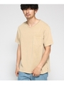Tシャツ メンズ 製品染め VネックTシャツ/ライトベージュ(051)