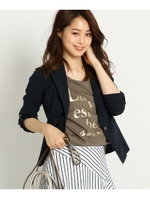 [L]【洗える】ライトテーラードジャケット/ディープネイビー(095)