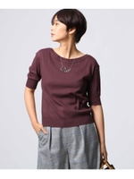 [L]テレコ5分袖プルオーバー/ボルドー(064)