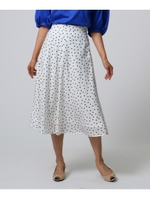 [L]ドットフレアスカート/ホワイト(101)