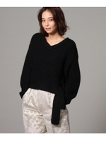 [L]ラスタモール裾ベルトニットプルオーバー/ブラック(019)