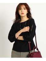 [S]【洗える】スリーブレースプルオーバー/ブラック(019)