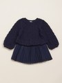 [ベビー]プリーツスカート付きケーブルニットワンピース/ネイビー