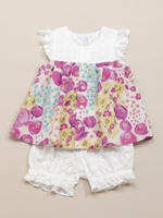 [ベビー]モザイクフラワープリントチュニックブルマセット/ピンク