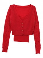 mohair knit ensemble/red