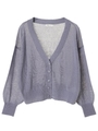・Vネックニットカーディガン/ラベンダー