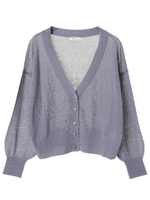 ・Vネックニットカーディガン/ラベンダー
