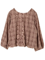 ・furryrate チェック2WAYネックブラウス/ベージュ