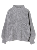 ・titivateボトルネックリブニットプルオーバー/杢グレー