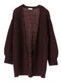 ・ざっくりミドル丈畦ニットカーディガン/バーガンディー