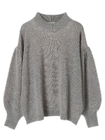 ・ぽこぽこタックニットプルオーバー/杢グレー
