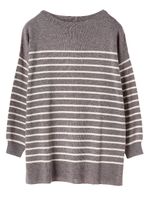 ・イイイロボーダーニットチュニック/杢グレー