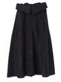 ・ウエスト折返しベルト付ロングスカート/ネイビー