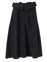 ・ウエスト折返しベルト付ロングスカート/ネイビー