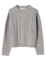 ・ドロップショルダーケーブルプルオーバー/アイボリー