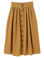 ・前ボタンカラーロングスカート/マスタード