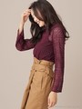 ハイネックレースブラウス/ボルドー3(103)