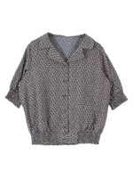【2019SS先行販売】開襟シャツブラウス/花柄/ネイビー