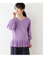 【2WAY】ペプラム Vネックニット/ライトパープル (081)