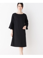 【42(LL)WEB限定サイズ】フレアスリーブサックワンピース/ブラック(019)