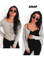 【ANAP】2WAYボタンカーディガン/グレー(006)