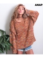 【ANAP】カラフルMIXニットチュニック/キャメル(017)