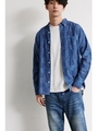 【AZUL BY MOUSSY】インディゴかすりチェック長袖シャツ/BLU