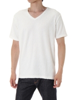 【AZUL BY MOUSSY】スラブパイルVネック半袖T/WHT