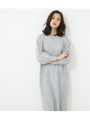 【AZUL BY MOUSSY】ボリュームスリーブクルーネック7分袖ニットワンピース/T.GRY