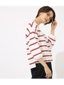 【AZUL BY MOUSSY】七分袖カラーボーダーカットプルオーバー/柄RED