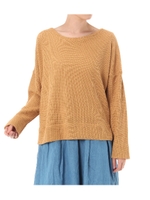 【AZUL BY MOUSSY】編地カットワイドスリーブクルーネックプルオーバー/YEL