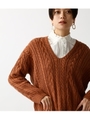 【AZUL BY MOUSSY】両Vネックケーブル長袖ニットプルオーバー/CAM
