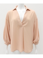 【anap Latina】 ボリュームスリーブジョーゼットスキッパーシャツ/ベージュ(005)