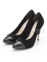 【R&E】配色アーモンドトゥパンプス/ブラック