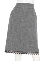 【Rew de Rew】★日本製★裾レースタイトスカート（8R10-11055）/グレー