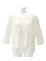 【Settimissimo】フリンジデザインバックロングニットトップス/ホワイト(001)