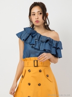 【TGC着用商品】ワンショルフリルブラウス/ブルー