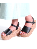 【USA】コルクソール風ベルトサンダル/ブラック(027)