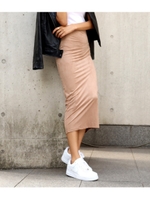 【USA】スウェード調タイトロングスカート/モカ(016)