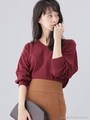 【WEB限定】Vネックドロップショルダーニット/バーガンディ
